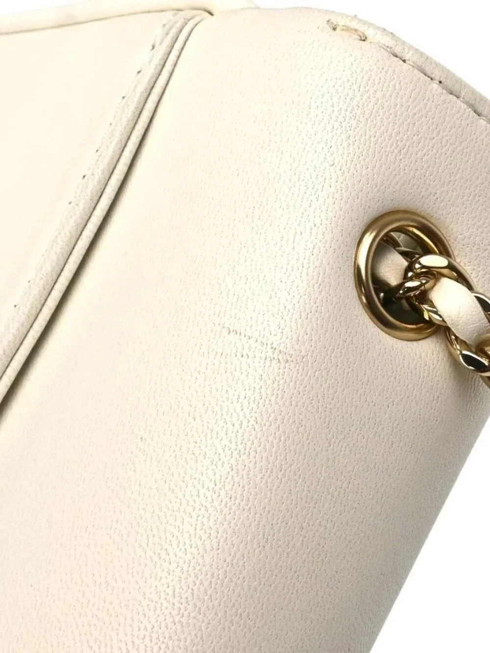 Best07/ Chanel White Lambskin CC Mania Flap Leather Shoulder Bag NQ10825